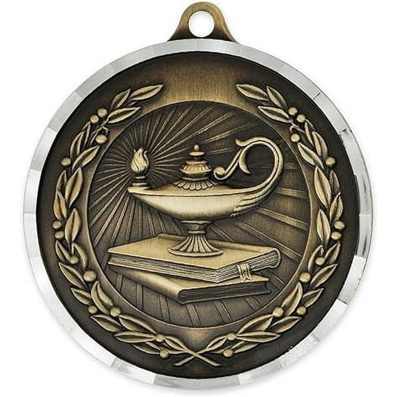 2" Diamond Cut Lamp of Knowledge Award Medal