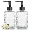 thumbnail image 1 of 2 Diamond Design 330ml Transparent Glass Soap Dispenser Refillable Soap Dispenser Container with Black Pump for Bathroom Kitchen 330ml, 1 of 13