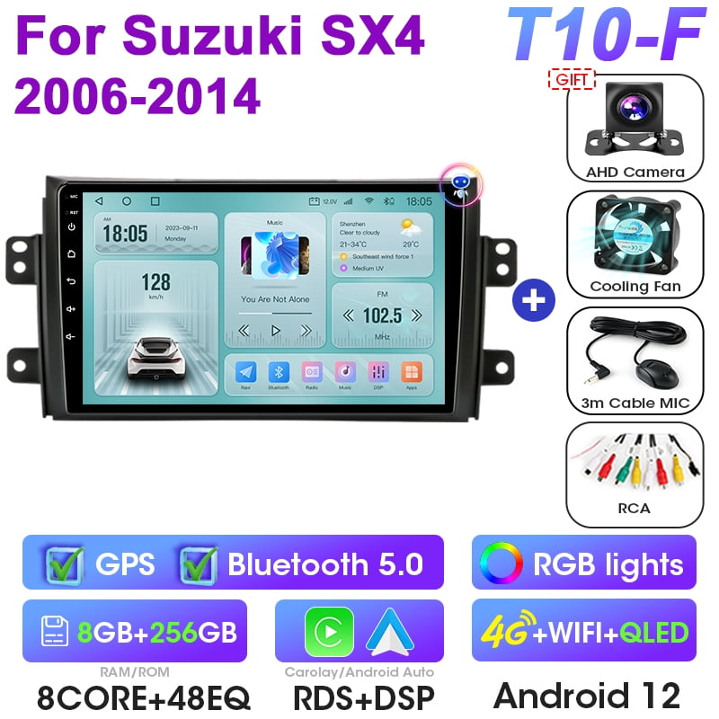 Android Autoradio 9 Zoll Für Suzuki SX4 / FIAT Sedici (2006–2014) – Mit Wireless Carplay, Android Auto & Rückfahrkamera