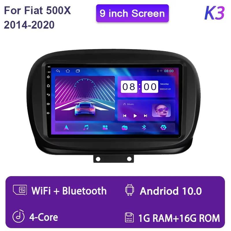 Autoradio Android Per Fiat 500X 2014-2020 - 9 Pollici Wireless CarPlay E Android Auto