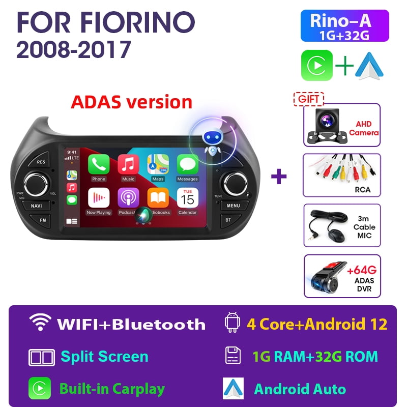RoverOne Car Radio for Fiat Fiorino Qubo for Citroen Nemo for Peugeot Bipper 2008-2017 with Android Multimedia Player GPS Navigation Touch Screen Stereo Bluetooth Wifi USB Mirror Link