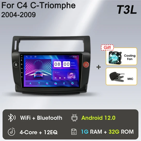 2 64G] Android Autoradio pour Citroën C4 2004-2009/C-QUATRE 2008-2011 avec Wireless Carplay Android Auto, 9 Pouces Touchscreen Radio Voiture avec Bluetooth/GPS/Caméra Arrière/FM/WiFi/SWC/26UI