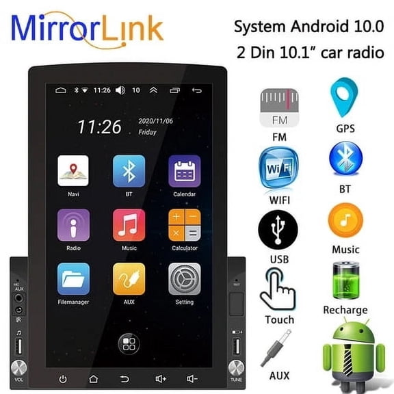 2 Din Bluetooth 10.1" GPS Navi Android 10 Car Stereo Radio WiFi Touch Screen MP5 Car Radio MP5 Player Car Audio
