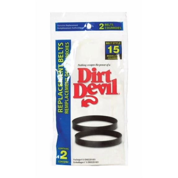 2 Dirt Devil 3-Sn0220-001 Style 15 Vacuum Cleaner Belts