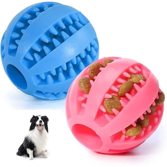 2 Dog Toy Ballsdog Rubber Chew Ball Clean Teeth Non-toxic Bite Resistant Toyinteractive Iq Puzzle Training Toy Ball For Small Medium Dog