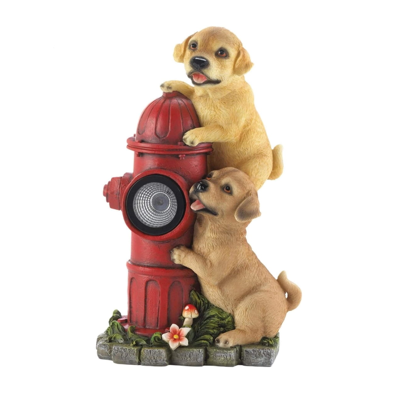 Adorable Puppy Solar Light Fire Hydrant Statue