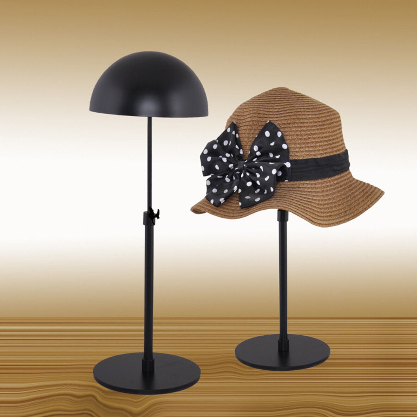 2 Domed Metal Tabletop Hat Display Rack Metal Hat&Wig Stand Black ...