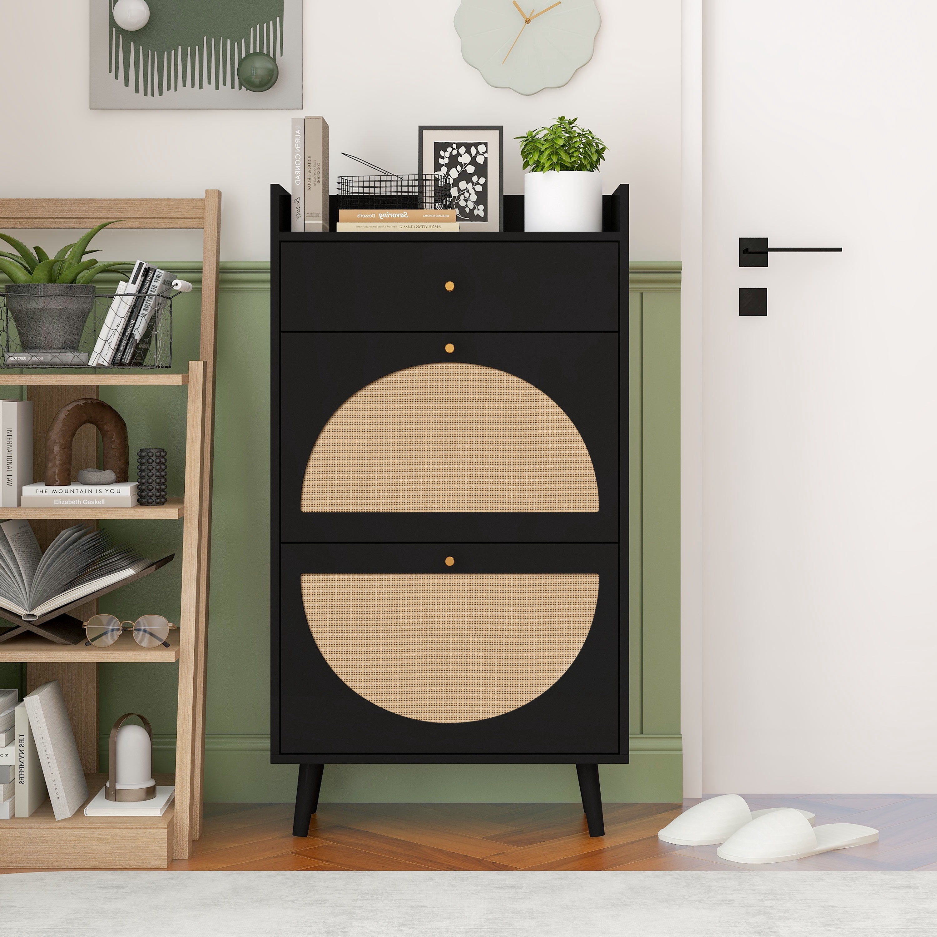2 Door 1 Drawer Cabinet, Shoe Rack, Double Layer