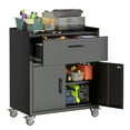 thumbnail image 1 of Lockable Metal 2-Shelf 1-Drawer Garage Cabinet with Wheels, 1 of 27