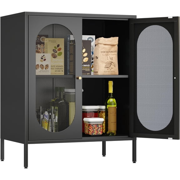 2 Door Accent Cabinet,Metal Storage Cabinet with Adjustable Shelf,Buffet Sideboard for Bed Room,Living Room,Entryway,Hallway,Home,Hotel,Office,Garage,Kitchen,1 Removable Shelf.