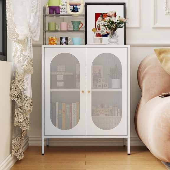 2 Door Accent Cabinet,Metal Storage Cabinet with Adjustable Shelf,Buffet Sideboard for Bed Room,Living Room,Entryway,Hallway,Home,Hotel,Office,Garage,Kitchen,1 Removable Shelf.