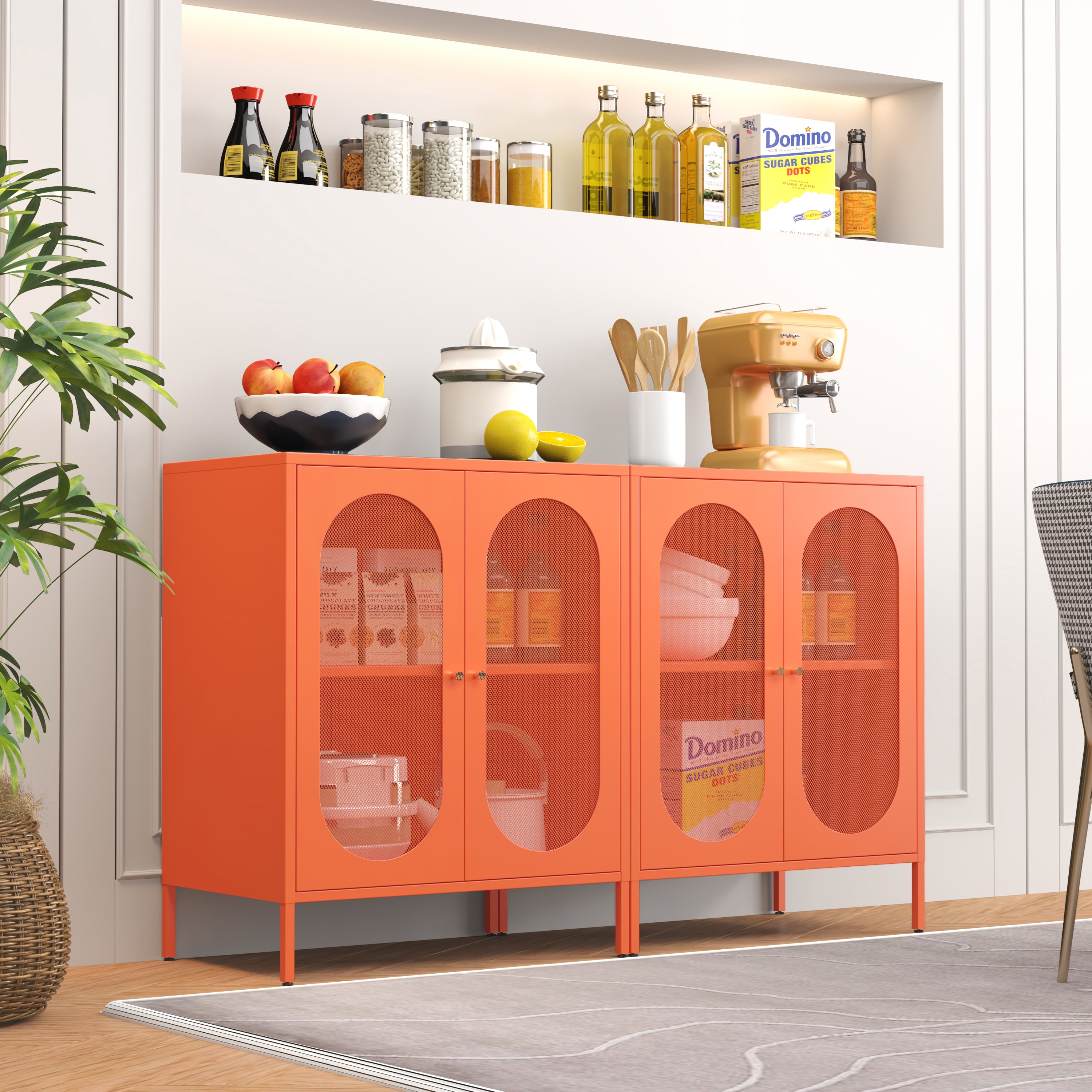 2 Door Accent Cabinet,Metal Storage Cabinet with Adjustable Shelf,Buffet Sideboard for Bed Room,Living Room,Entryway,Hallway,Home,Hotel,Office,Garage,Kitchen,1 Removable Shelf.