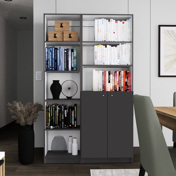 2-Door Bookcase with 23.4" Wide Shelves / Store Larger Items Easily