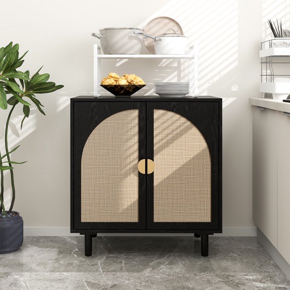 2 Door Cabinet for Bedroom, Living Room, or Study Black MDF MDF Frame with Adjustable Laminates and Pinewood Support
