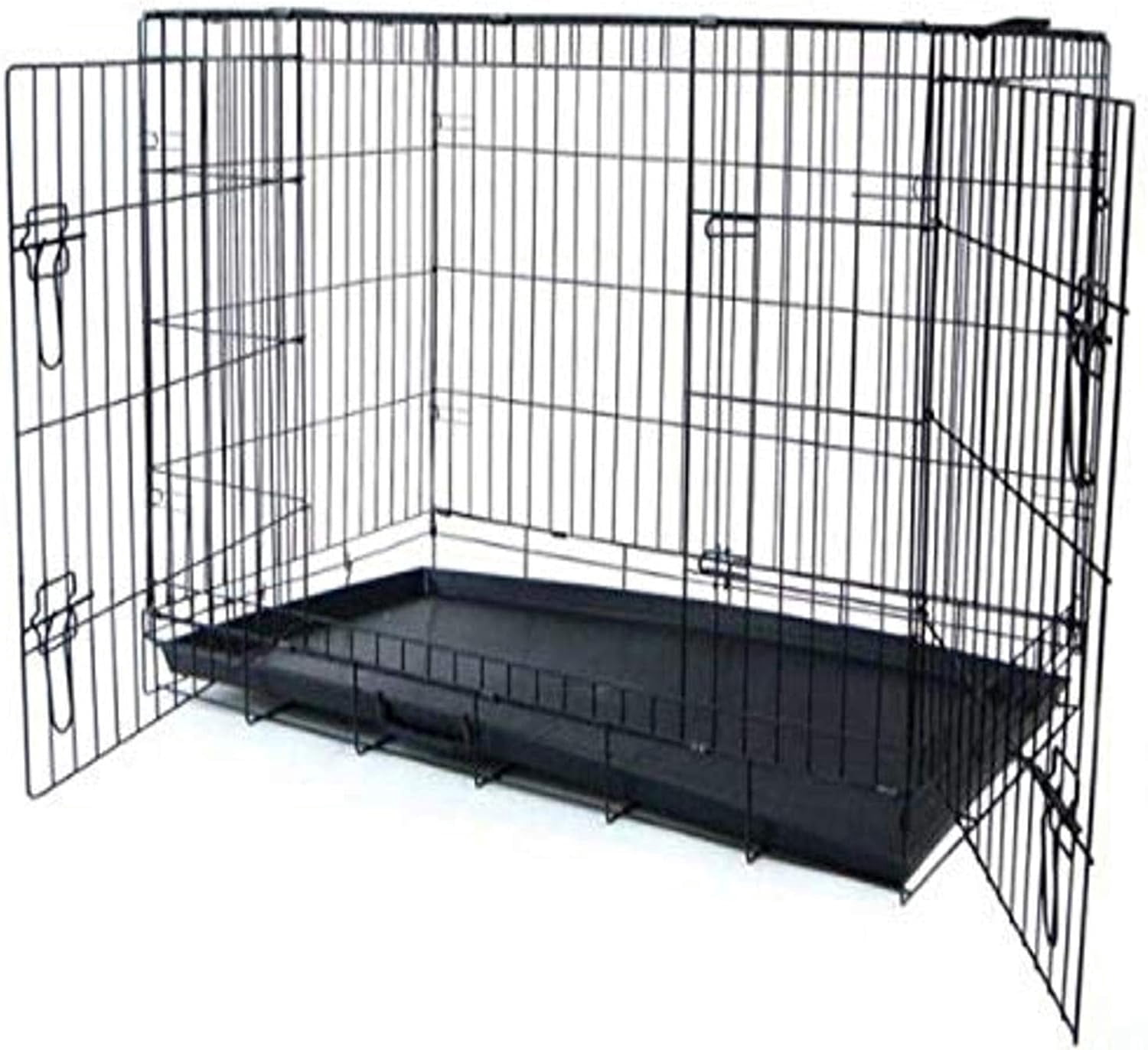 2-Door Heavy Duty Dog Crate, Black - Walmart.com - Large Dog Crate With Heavy Duty Frame And Door