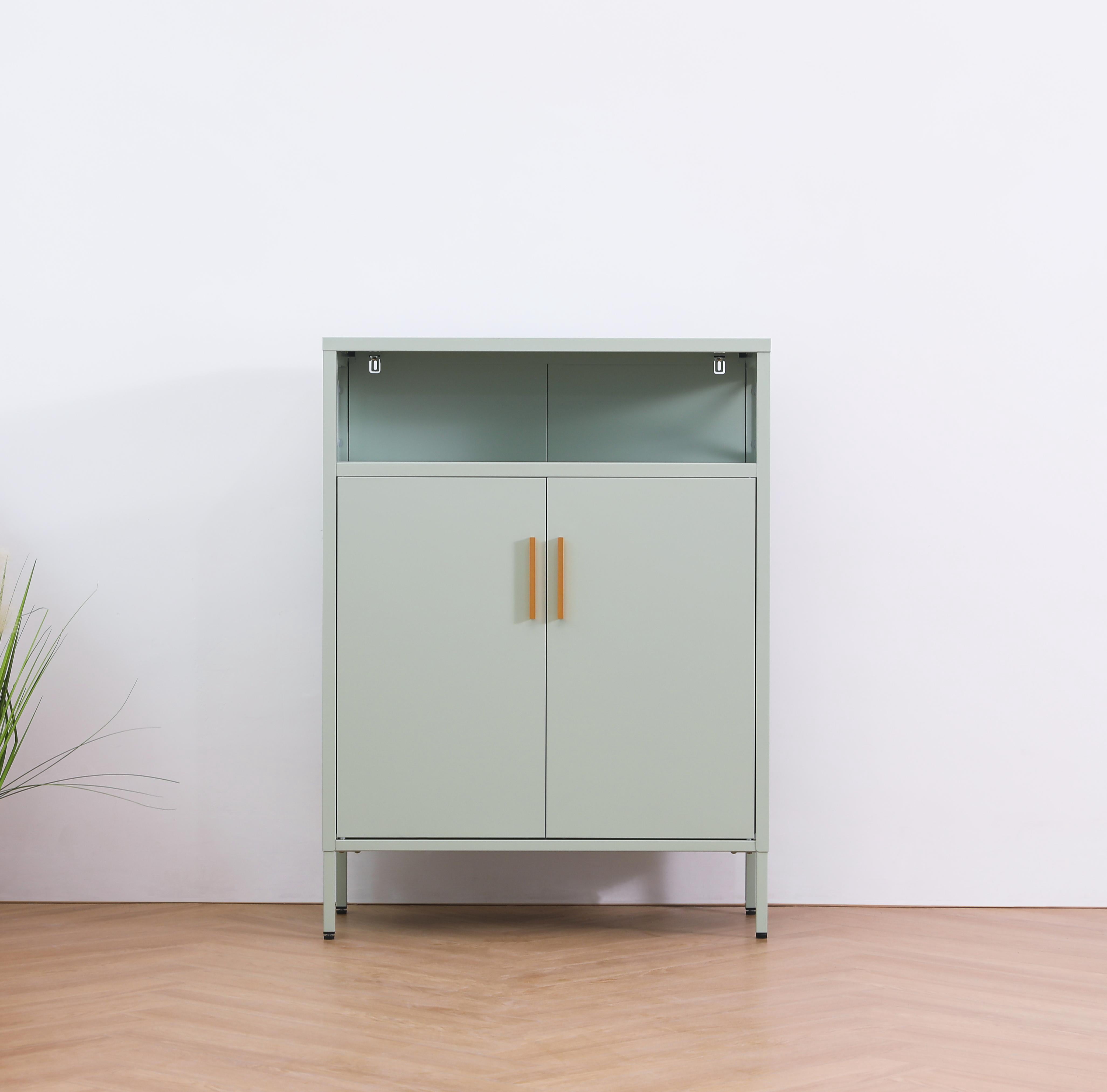 2 Door Locker Side Table Metal Locker 3 Layers Multifunctional Locker ...