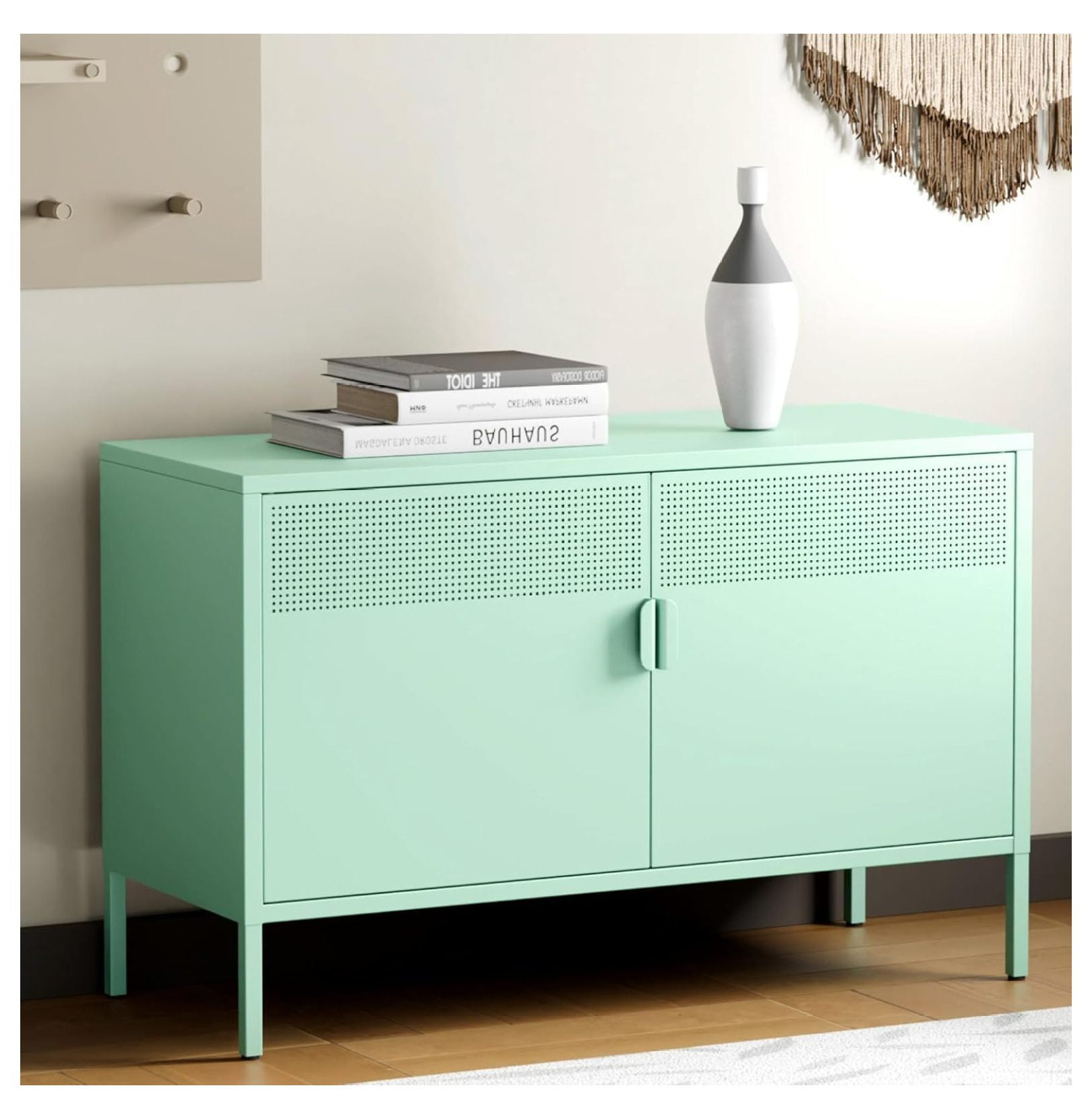 2 Door Metal Accent Metal Storage with Adjustable