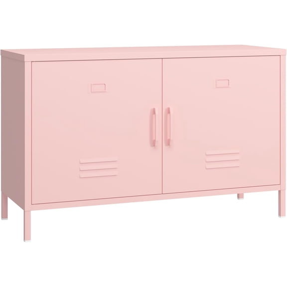 2 Door Metal Cabinet,Pink Steel Storage Locker with Adjustable Shelf,Multipurpose Metal Locker Storage Cabinet for Office Home,Music Studio