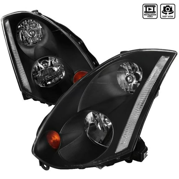 2 Door Models with Factory Xenon OE Style Head-Light for 2003-2005 Infiniti G35 - Black