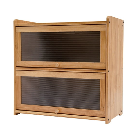 Primary Color 2 Tier Bamboo Storage Cabinet Countertop Storage Cabinet Home For Kitchens, Bedrooms