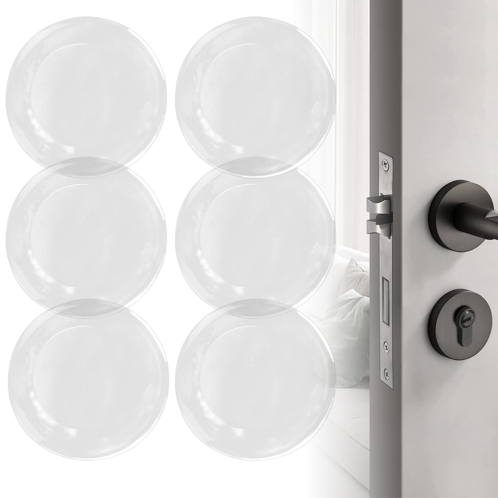 2" Door Stoppers Wall Protector,9 pcs Wall Protectors from Door Knobs, Reusable Door Bumpers for Walls,Rubber Wall Protector with Self Strong Adhesive (Clear) (2"- 9PCS)