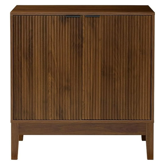 2-Door Storage Cabinet, Buffet, Sideboard, Media Cabinet, Cupboard, Entryway Accent Table, Bookcase w/Reeded Panels and Adjustable Shelves – Walnut