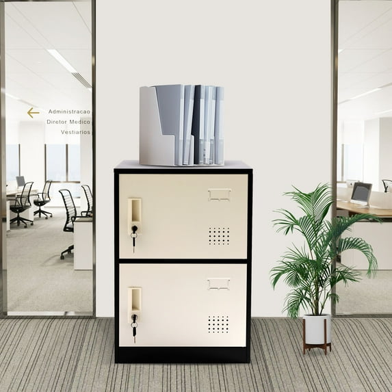 Employee Storage Cabinet Home Metal Locker 2-Tier Utility Cabinets with Lock