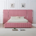 thumbnail image 1 of Avalon Velvet Upholstered King Platform Bed with Wings in Pink, 1 of 2