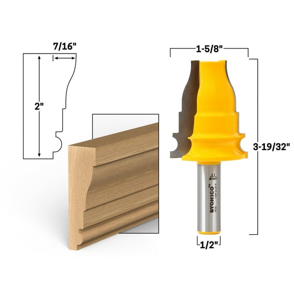 2" Door & Window Casing Router Bit - 1/2" Shank - Yonico 16125