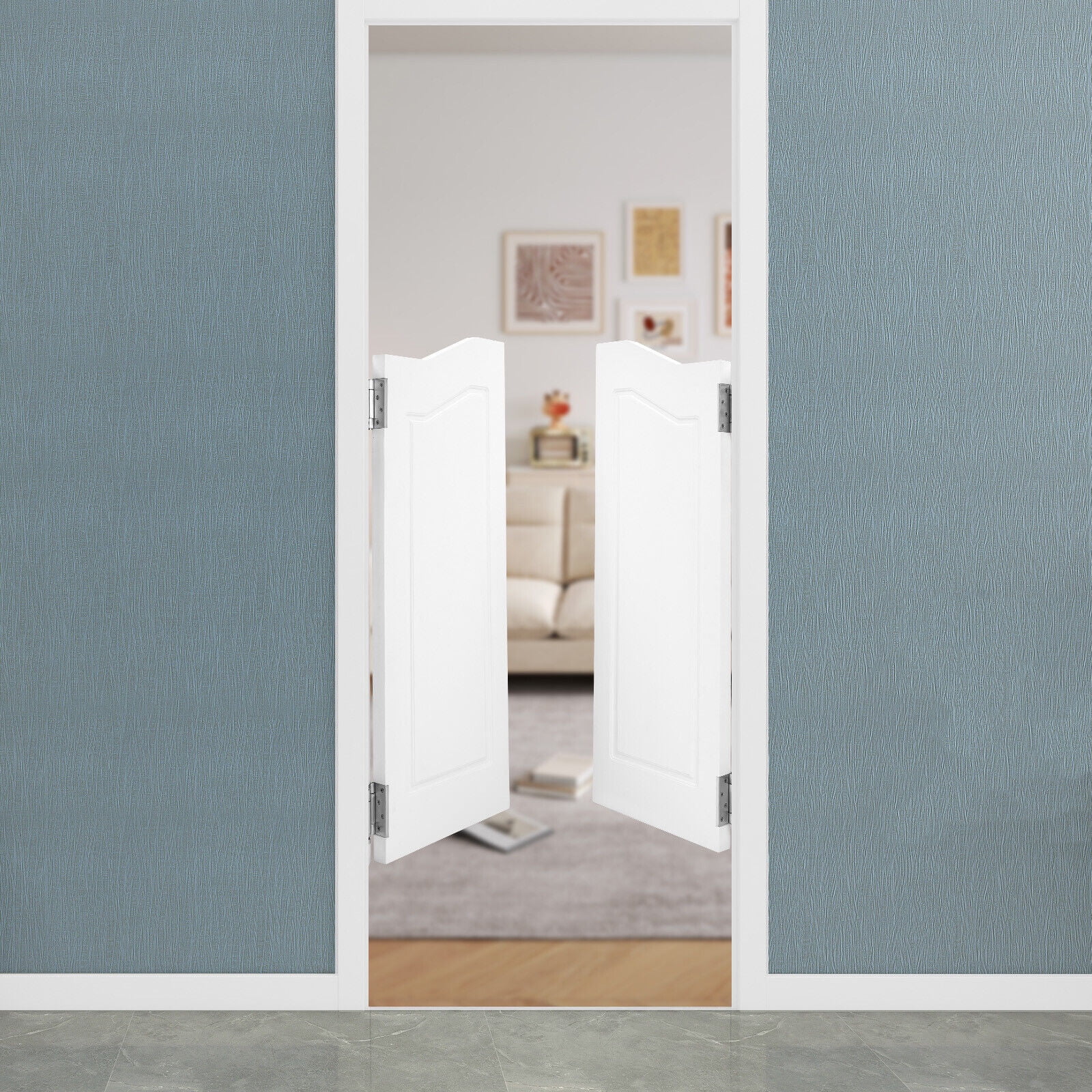 2 Doors 1Pair* Swinging Doors Modern White Swinging Door, Partition Door, Porch Entrance Swinging Door