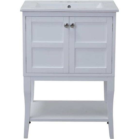 2 Doors Cabinet, White - 24 x 18 x 34 in.