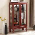 thumbnail image 1 of 2 Doors Curio Cabinet with Tempered Glass Doors, Curio Cabinets with Mirrored Back Panel and Adjustable Shelves, Lighted Display Cabinet for Home, Office Light Bulb Included Cherry, 1 of 15