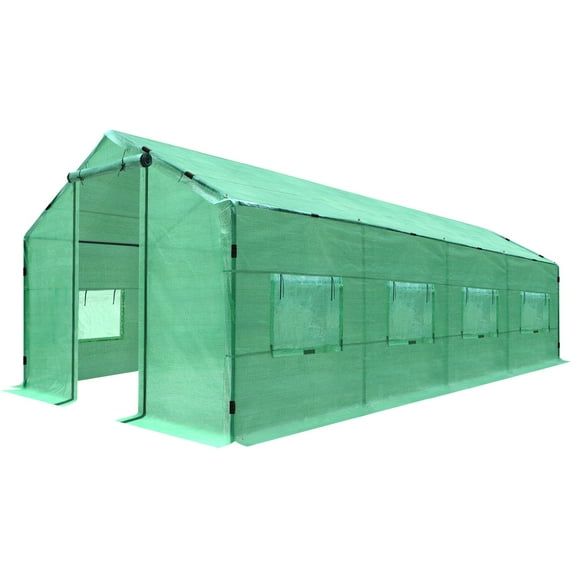 SUNNYOUTDOOR 2 Doors Large Greenhouse Walk-in Outdoor Gardening Green House with Roll-up Velcro Windows Garden Plant Hot House (Green)