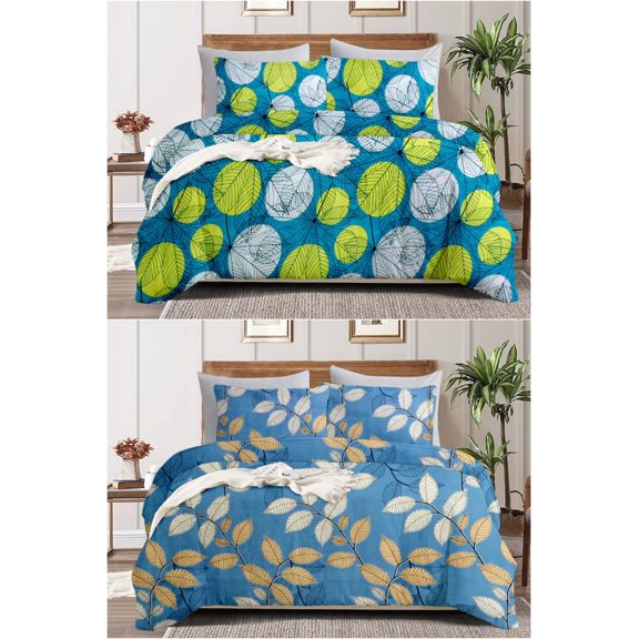 2 Double Bedsheets With 4 Matching Pillow Covers - 90 X 90 Inches, Multicolor | 180 Thread Count Soft Brushed Glace Cotton-Breathable Wrinkle Free