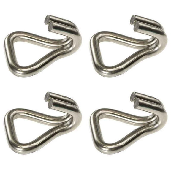 2" Double J Stainless Steel (Type 304) Wire Hook - 4 Pack