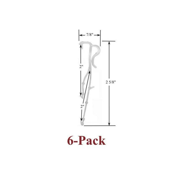2" Double Slat VALANCE CLIP for Horizontal WOOD or ALUMINUM Venetian BLINDS 6-Pk