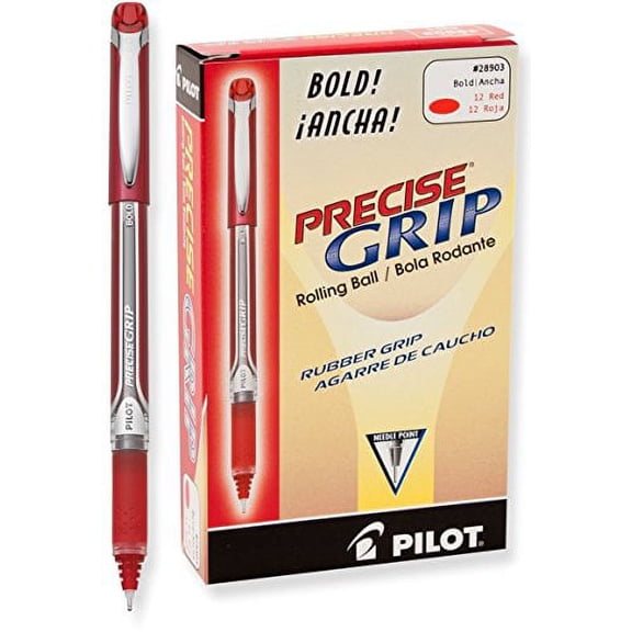 2 Dozen (Total 24) Pilot Precise Grip Liquid Ink Rolling Ball Pen Bold Red 28903