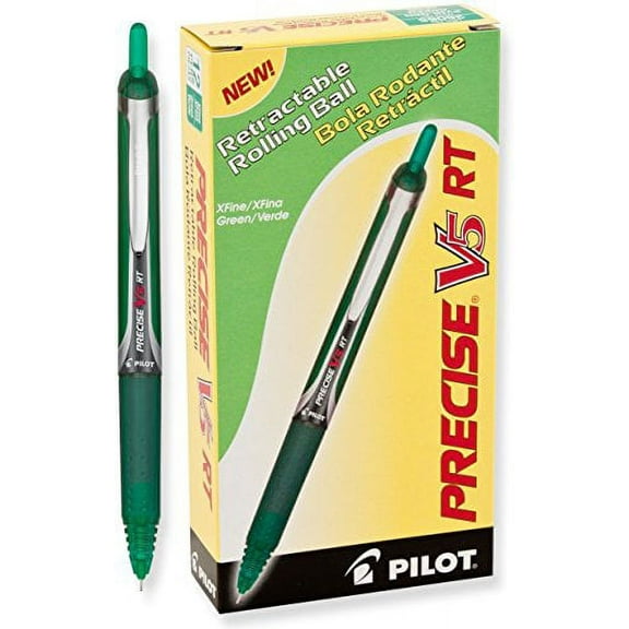 2 Dozen Total 24 Pilot Precise V5RT Rolling Ball Pen, Extra Fine Point, Green (26065)