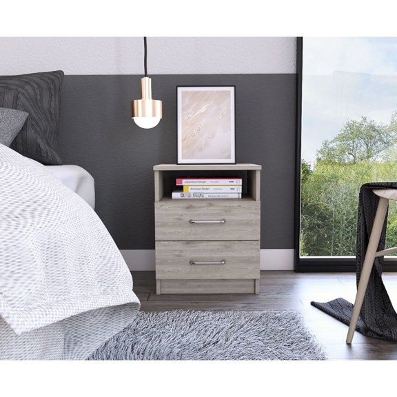 2-Drawer 1-Shelf - Store Books at Night - Bedroom Nightstand - Keep Reading Materials Nearby