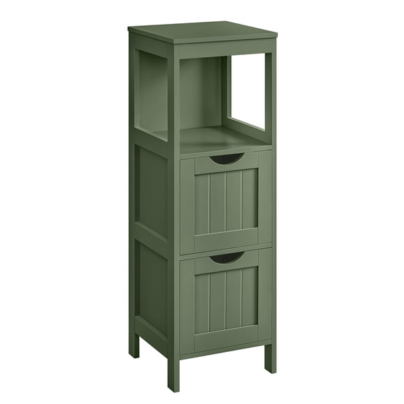 Floor Cabinet, Corner Storage Unit, 2 Drawers, Multifunctional Organizer, 35 Inches Height, Green