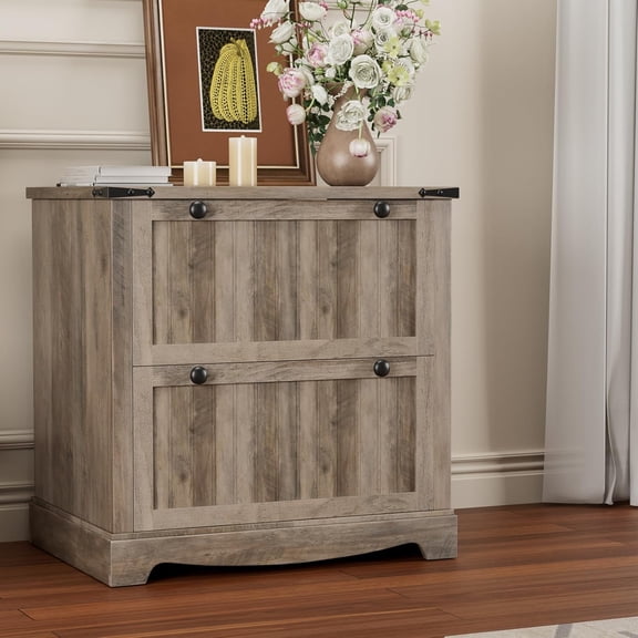 2 Drawer Farmhouse File Cabinet,30" Wood Lateral Filing Cabinet with Hanging File Folders for A4/Letter/Legal Size,Rustic Storage Cabinet Storage Printer Stand for Home Office, Living Room