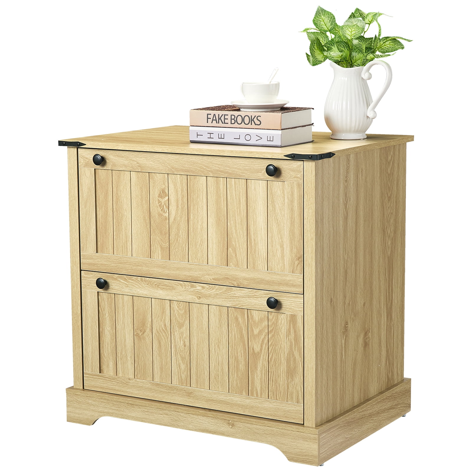 2 Drawer Farmhouse File Cabinet with Hanging File Folders for A4/Letter/Legal Size Documents ,30" Wood Lateral Filing Cabinet for Home Office,Large File Storage Printer Stand