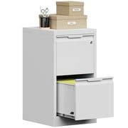 Bestoo 2 Drawer Metal Vertical File Cabinet, 17.8" Deep Filing Cabinet for Home Office, Letter/Legal/A4/F4 Size, Easy Assemble White