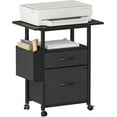 thumbnail image 1 of 2 Drawer File Cabinet with 24'' Extended Desktop, Mobile Filing Cabinet, Rolling File Cabinet with Side Bag, Fabric Drawer, Fits A4 Size, Home Office, Black, 1 of 14