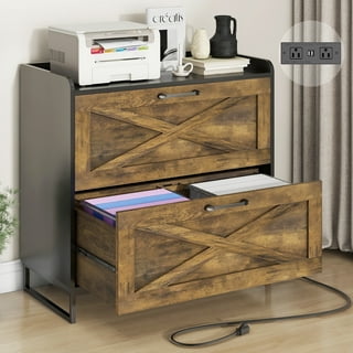 MONVANE File Cabinet with 2 Drawers for A4 Letter Size for Home Office, Mobile  Printer Stand with Storage,Brown 