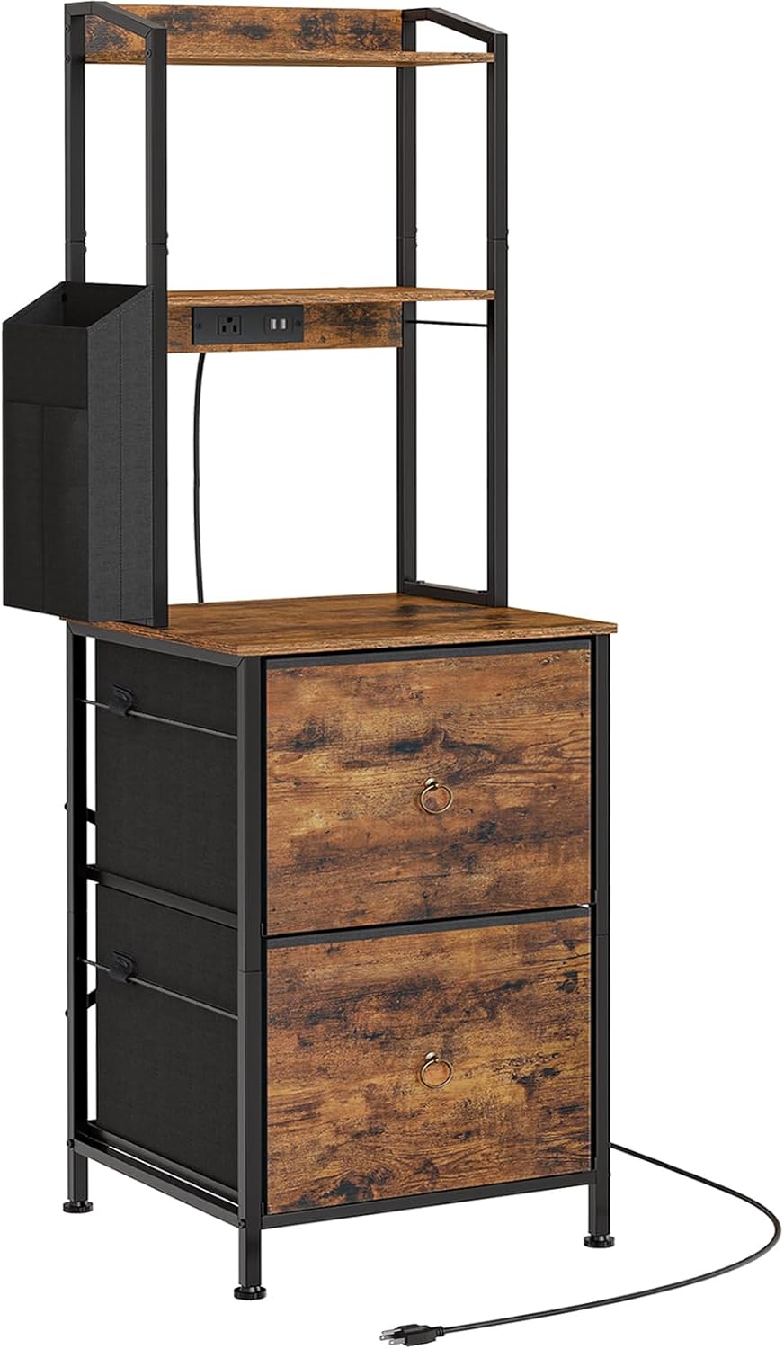 2Drawer File Filing with Charging Station, 3Tier
