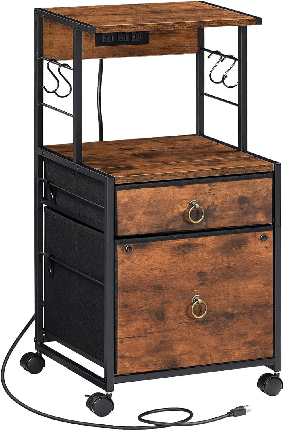 2-Drawer File Cabinet, Filing Cabinet with Charging Station, Vertical ...