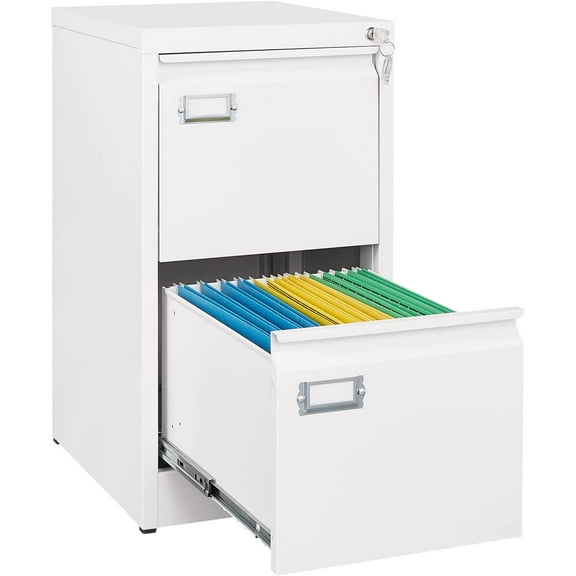 2 Drawer File Cabinet, Filing Cabinets for Home Office, Metal Vertical File Storage Cabinet with Lock, Locking File Cabinet for A4 Legal/Letter, 15" W x 17.7" D x 27.1" H, Assembly Required