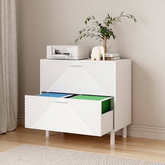 2 Drawer File Cabinet, Lateral Filing Cabinet for Letter/A4/F4 Legal-sized Files,Wood File Cabinets Printer Stand for Home,Office