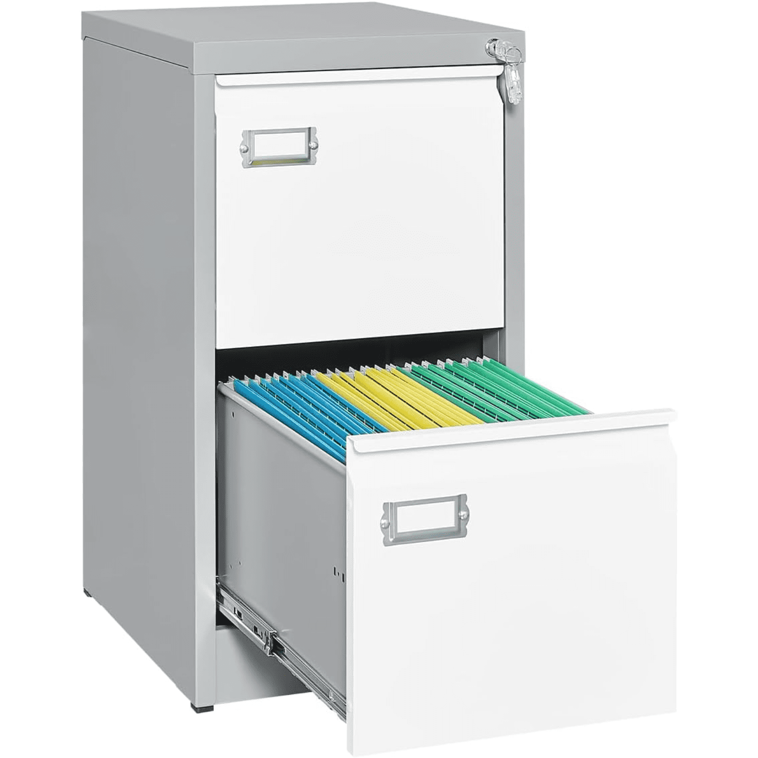 2 Drawer File with Lock Black Metal Vertical File for